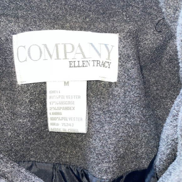 Ellen Tracy Charcoal Military Trench Overcoat Side Full Zip Belted Pea Coat Sz M - Picture 11 of 12